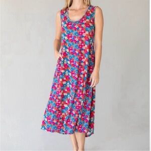Natural Life Hangout Multicolor Floral Cotton Midi Dress Spring Boho Beach